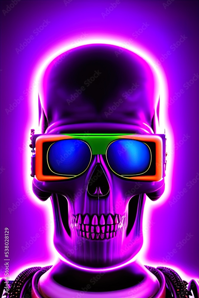 Skull avatar illustration in cyberpunk style Stock Illustration | Adobe ...