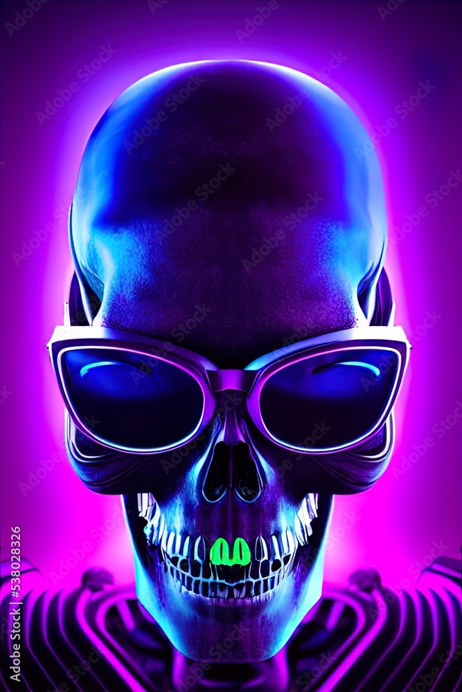 Skull avatar illustration in cyberpunk style Stock Illustration | Adobe ...