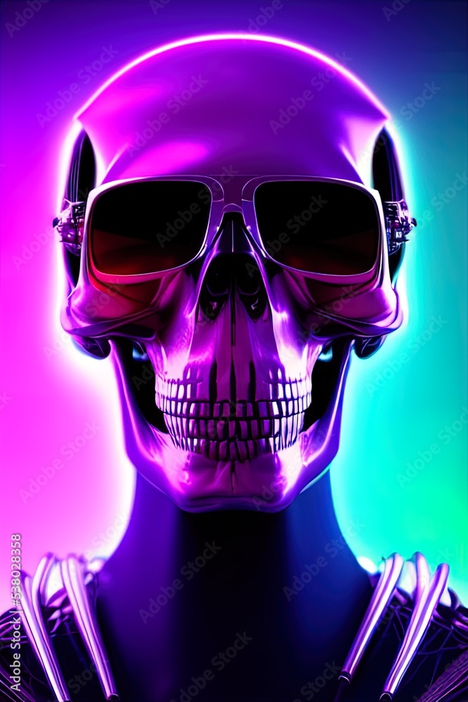 Skull avatar illustration in cyberpunk style Stock Illustration | Adobe ...