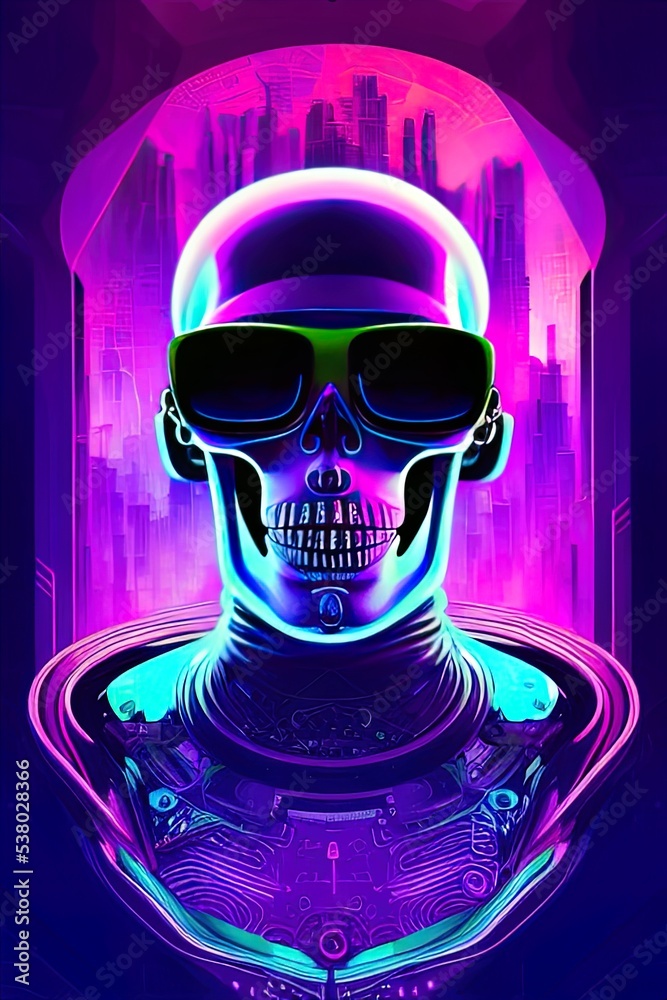 Skull avatar illustration in cyberpunk style Skull avatar illustration in cyberpunk style
