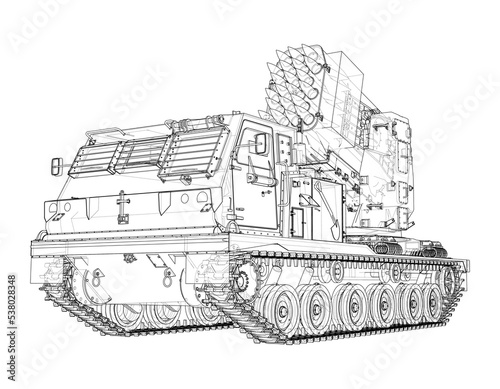 Military track missle system. Vector