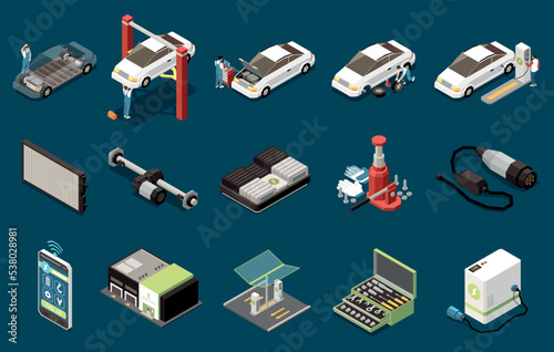 Electric Vehicle Service Isometric Set
