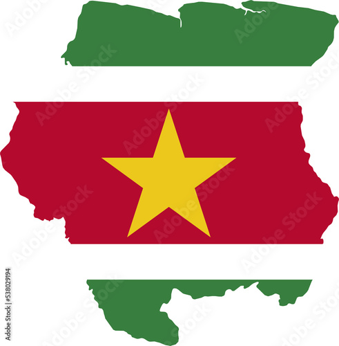Suriname Map Flag. Surinamese Border Boundary Country Shape Nation National Outline Atlas Flag Sign Symbol Banner. Transparent PNG Flattened JPG Flat JPEG