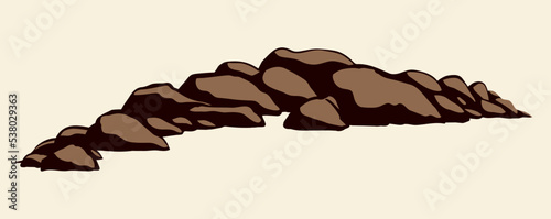 The stones lie on the ground. Vector drawing