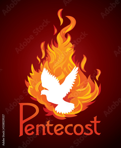 Pentecost sunday. Baptism with the Holy Spirit. Vector drawing icon