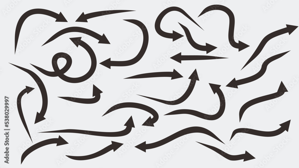 icon set wavy thin arrow ornament collection on black color vector EPS10 icon set wavy thin arrow ornament collection on black color vector EPS10