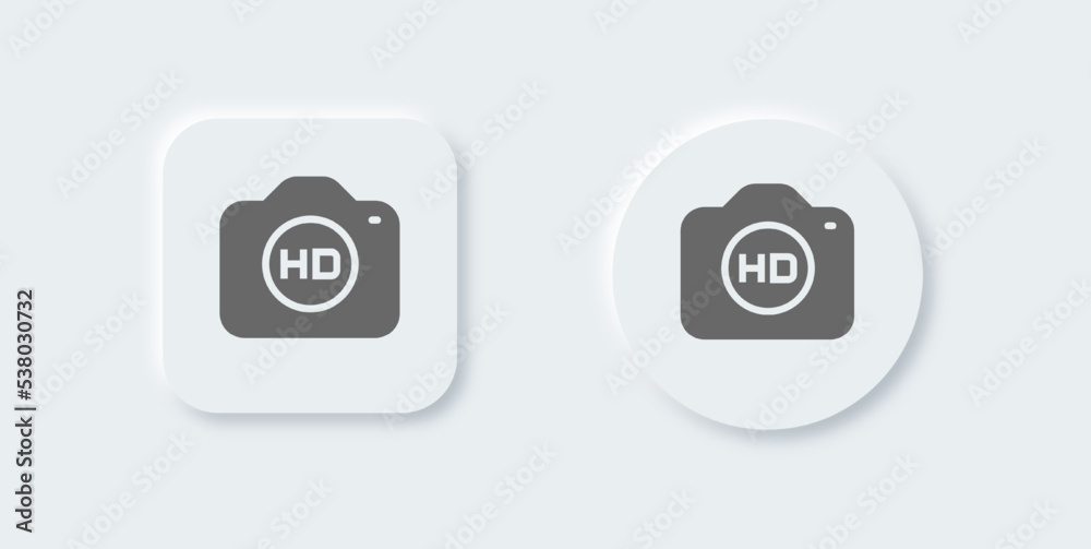 Hd resolution solid icon in neomorphic design style. High definition signs vector illustration. Hd resolution solid icon in neomorphic design style. High definition signs vector illustration.