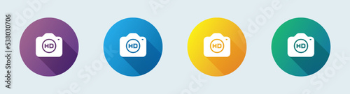 Hd resolution solid icon in flat design style. High definition signs vector illustration.