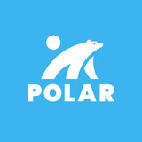 Simple polar white bear minimal logo mascotc vector symbol design in silhouette modern style sign.