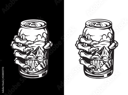 hand drawn vector illustration of a bottle of beer
