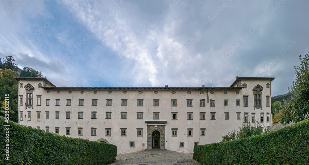 Panoramic view of the ancient Abbey of Vallombrosa, Reggello, Florence, Italy