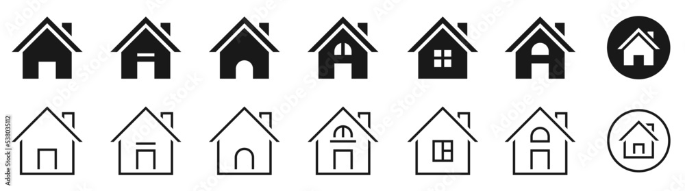 Home icon. House icons set. Real Estate symbol. Home & House sign. Vector
