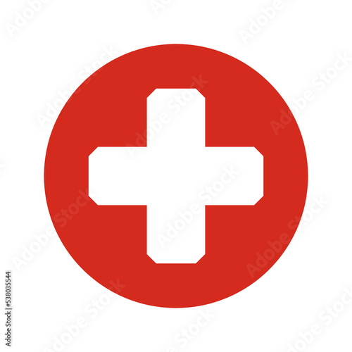 Chamfered Corner Swiss Cross Red Circle