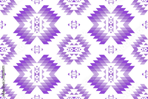 Purple violet pattern seamless fabric textile. Aztec geo pattern. Native design for fabric print. Seamless fabric pattern geometric Aztec style. African Moroccan. Ethnic style. colorful purple pattern