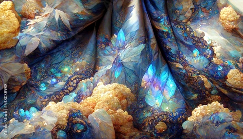 Blue opal fabric pattern. Opalescent photo