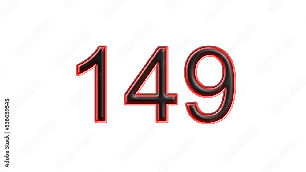 red 149 number 3d effect white background red 149 number 3d effect white background