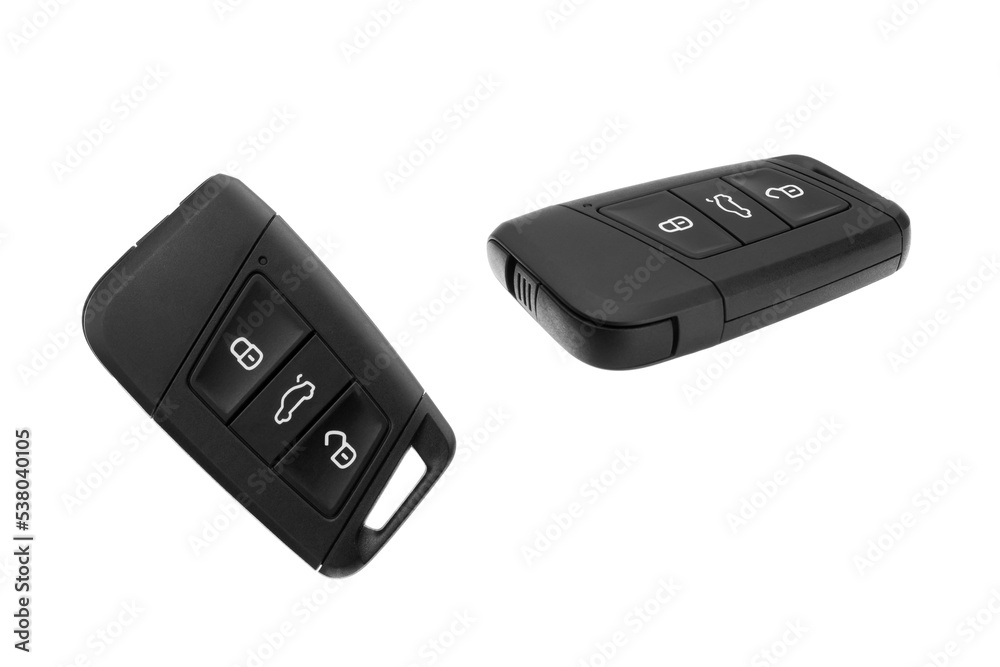 Black car key. Remote keyless entry. Black car key. Remote keyless entry.