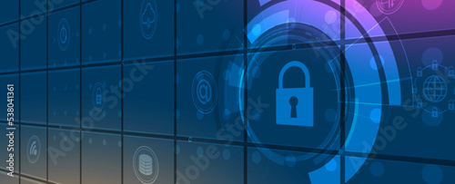 Cybersecurity and information or network protection. Future technology web services for business and internet project