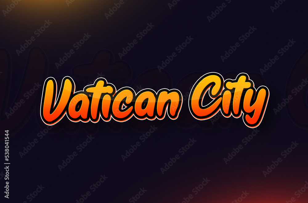 Country Name Vatican City Written on Dark Background: Design Illustration in Creative Hand drawn style with Yellow and Orange Gradient. Used for welcoming, touring, or independence day celebration Country Name Vatican City Written on Dark Background: Design Illustration in Creative Hand drawn style with Yellow and Orange Gradient. Used for welcoming, touring, or independence day celebration