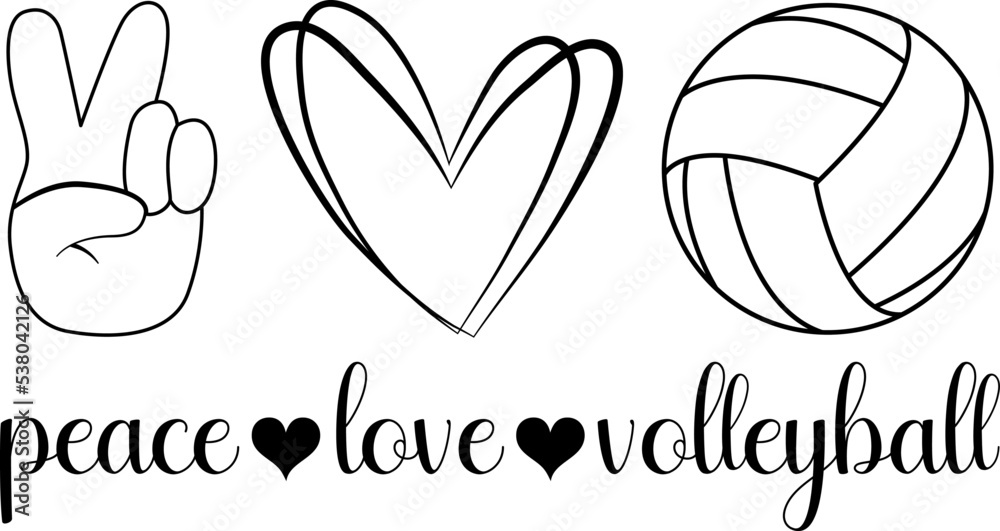 Peace Love Vollyball Cutfile, cricut ,silhouette, SVG, EPS, JPEG, PNG, Vector, Digital File