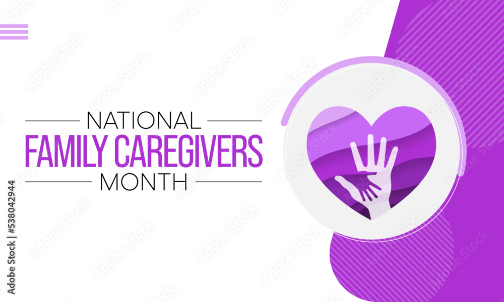 Family Caregivers month (NFCM) is observed every year in November, to raise awareness of caregiving issues, educate communities, and increase support for caregivers. Vector illustration Family Caregivers month (NFCM) is observed every year in November, to raise awareness of caregiving issues, educate communities, and increase support for caregivers. Vector illustration