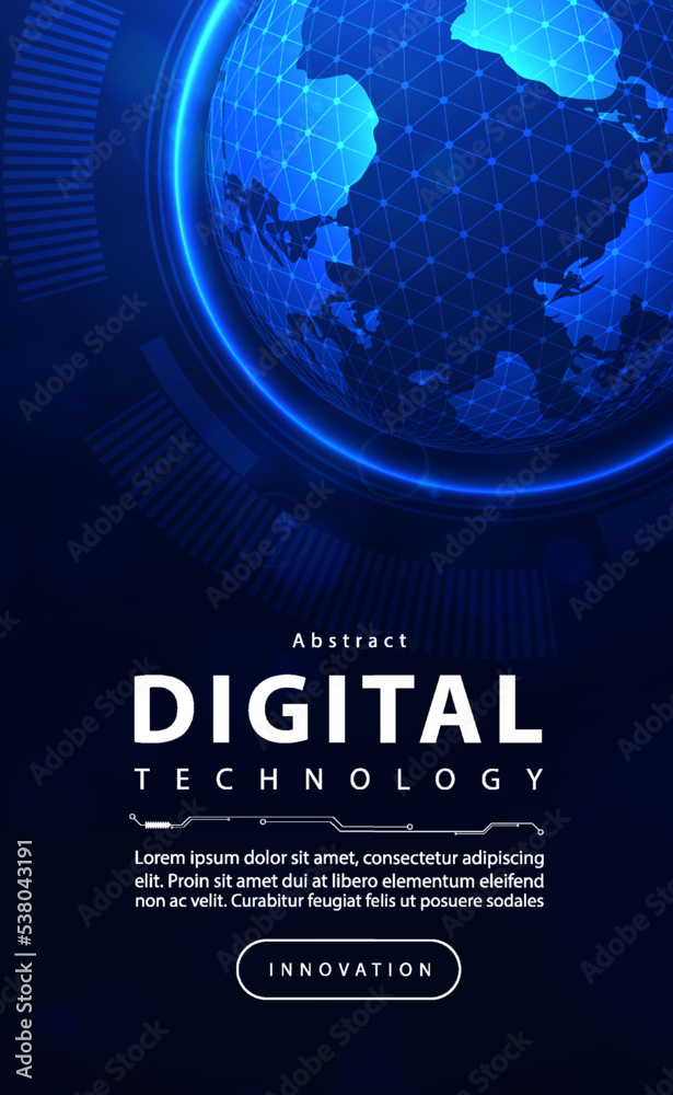 Digital Ai big data technology futuristic blue background, cyber cloud ...