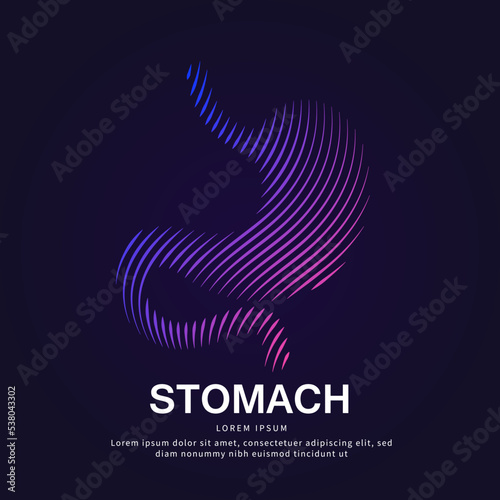 Human stomach medical structure. simple line art stomach Vector logotype illustration on dark background. stomach care logo vector template suitable for organization, company, or community. EPS 10