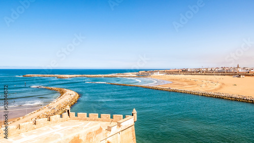 View at the Sale town with beaches from Udayas kasbah in Rabat, Morocco photo