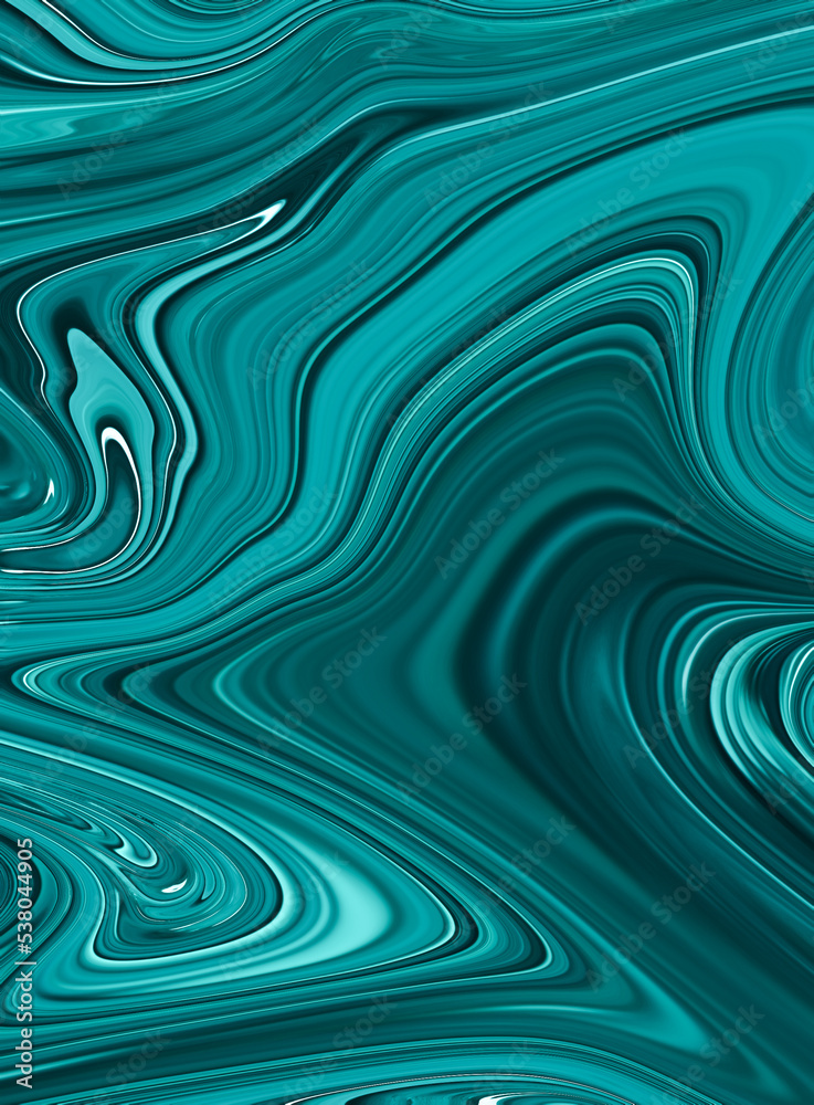 Abstract liquid turquoise background. Vertical image