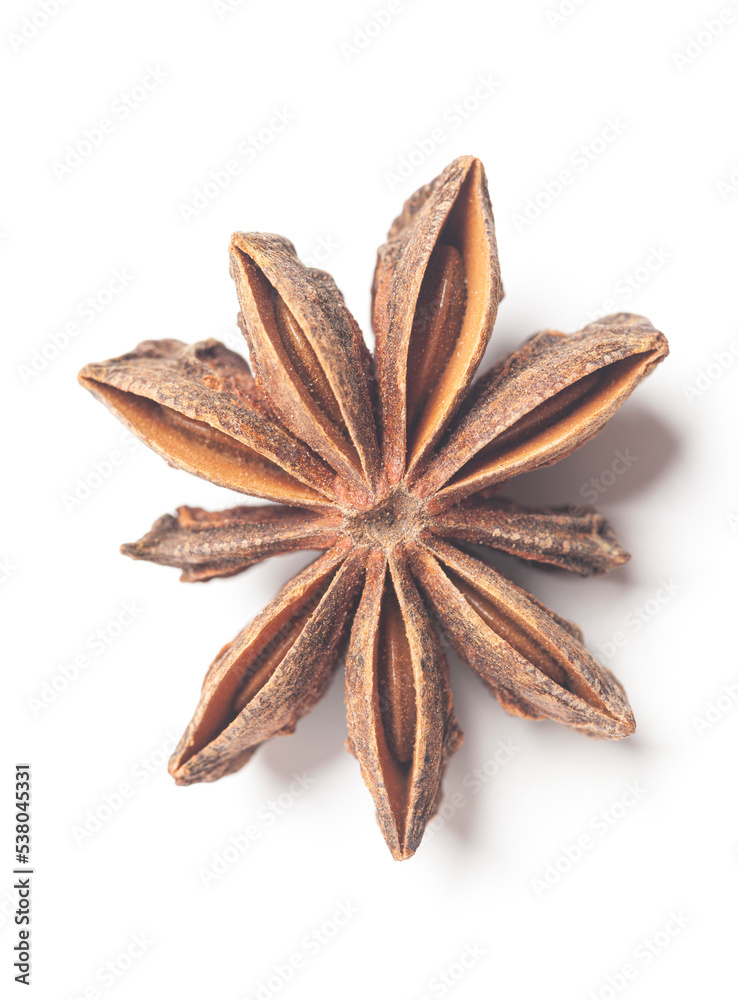 Star anises isolated on white background. Dried star anise spice fruits Star anises isolated on white background. Dried star anise spice fruits