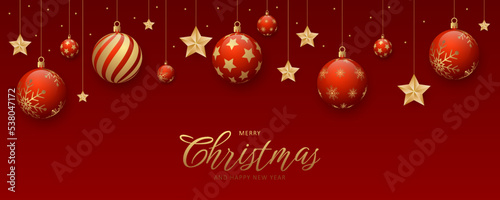 Christmas background with christmas ball decoration © CLton