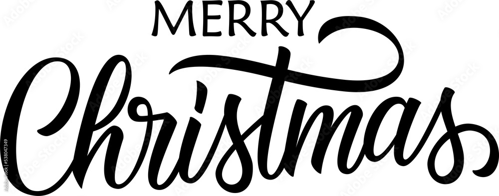 Merry Christmas. Hand drawn lettering. Perfect for Christmas holiday greetings and invitations. Creative typography for your graphic design. PNG file.