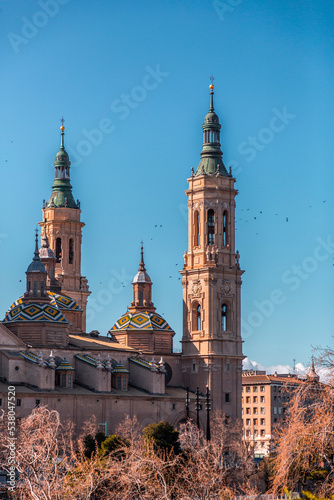 Our Lady of the Pillar Roman Catholic church by the River Ebro in Zaragoza, Spain