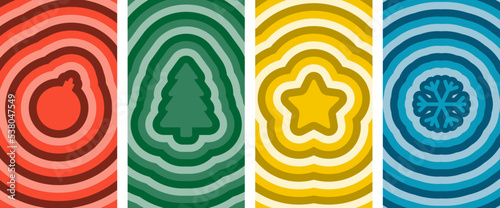 Christmas tree Hypnosis Abstract Backgrounds. Lovely Vibes Posters Design.y2k Illustration.