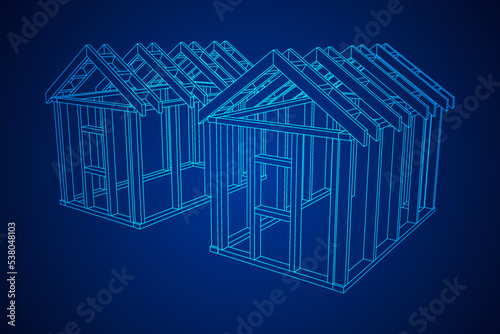 Building object or framing house. Greenhouse construction frame.