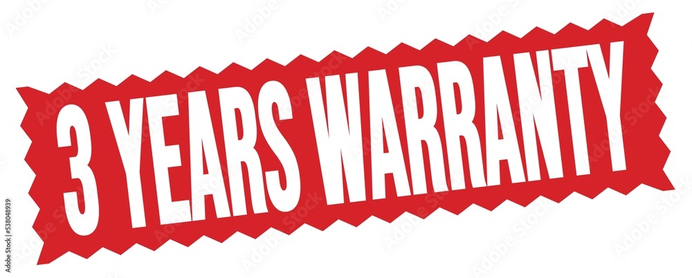 3 YEARS WARRANTY text written on red stamp sign. 3 YEARS WARRANTY text written on red stamp sign.