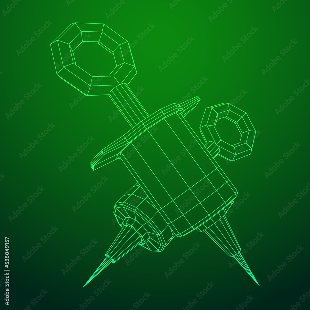Medical syringe for injection. Wireframe vector illustration. Medical syringe for injection. Wireframe vector illustration.