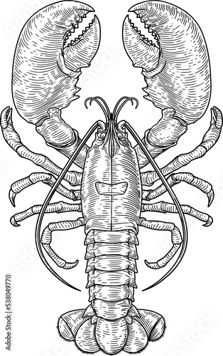 Lobster Vintage Style Woodcut
