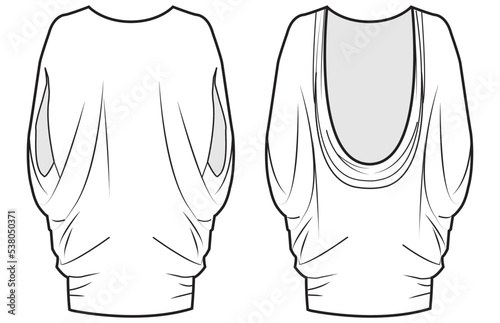 drape dress womens mini backless draped dress fashion flat sketch vector illustration