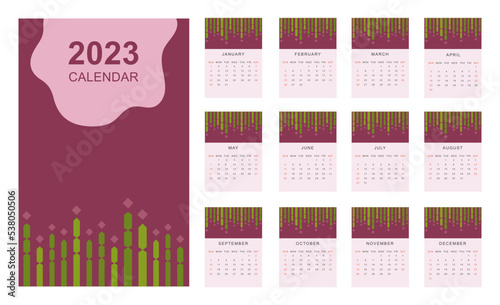 2023 New Year Calendar Template Design 