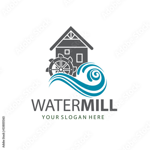 illustration of water mill wheel isolated on white background