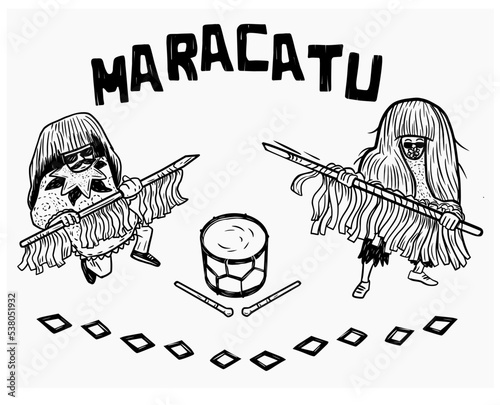 Maracatu typical cultural manifestation of the Brazilian northeast. Spear caboclos photo