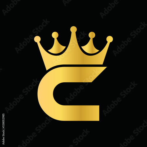 initial logo letter C with crown vector symbol illustration design.