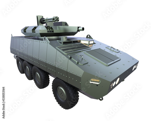 Army vehicle on transparent background. 3d rendering - illustration