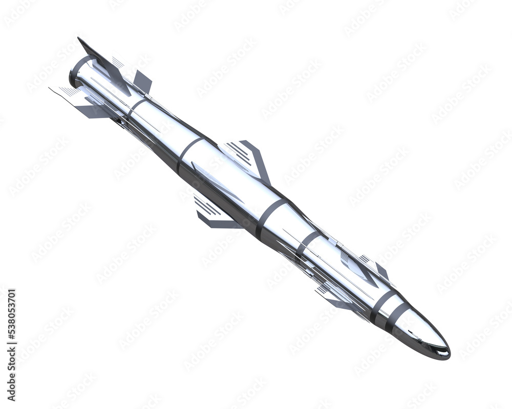 Missile on transparent background. 3d rendering - illustration Missile on transparent background. 3d rendering - illustration