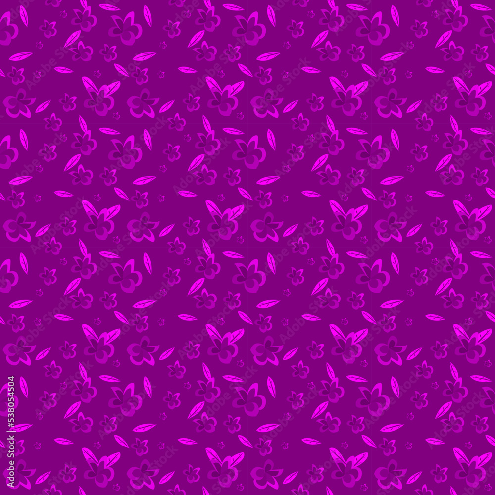 Vector,Seamless purple flowers and leaves pattern, perfect for fashion, textiles, fabrics, and more. Vector,Seamless purple flowers and leaves pattern, perfect for fashion, textiles, fabrics, and more.