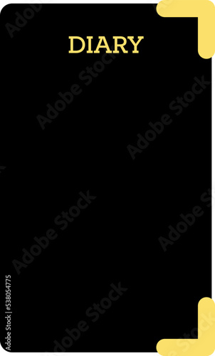 black personal diary vector illustration. annual diary book 