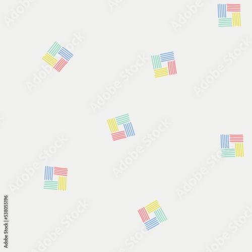 Seamless vector pattern with squares and stripes in pastel colors. Modern background with abstract box. Geometry minimalistic pattern with colored lines. For textiles, wrapping paper, gift paper