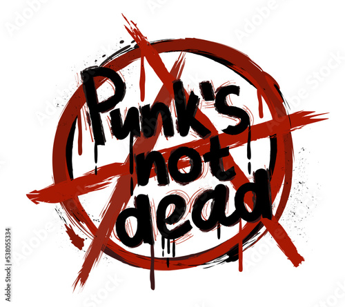 Anarchy symbol. Punk's not dead. Vector isolated grunge illustration. photo