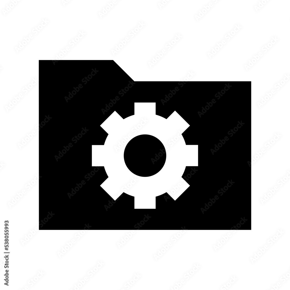 Folder with Gear Sign Vector Icon Folder with Gear Sign Vector Icon